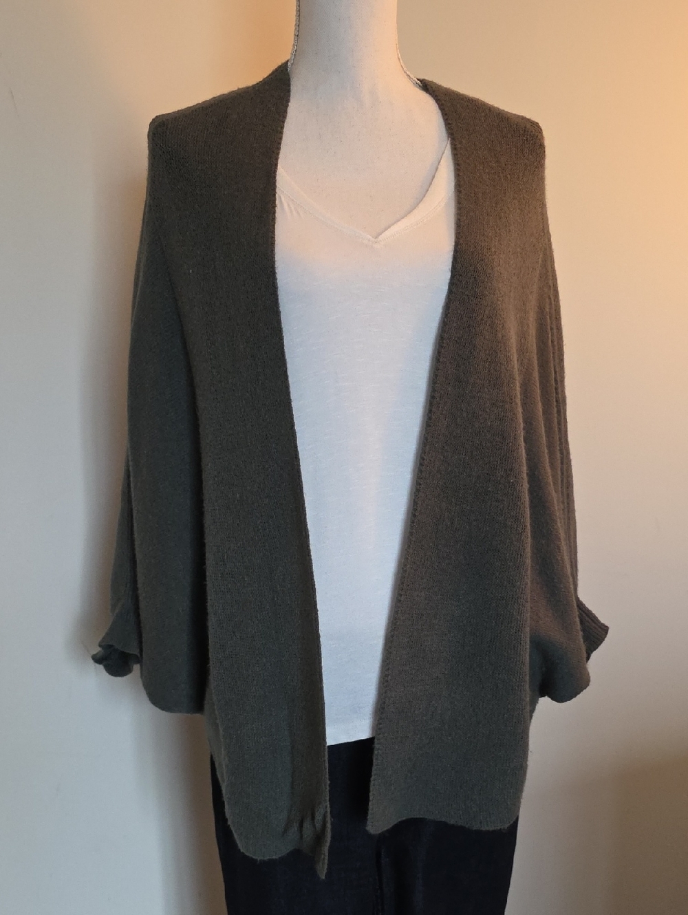 Olive Open-Front Women's Sweater Cardigan